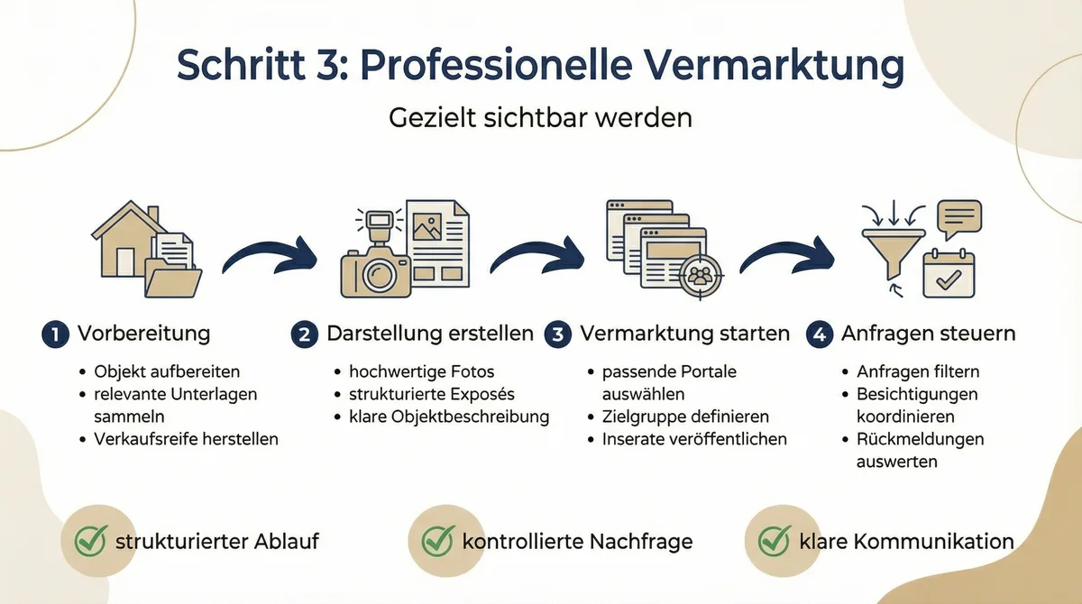 Schritt 3: Professionelle Vermarktung - Gezielt sichtbar werden